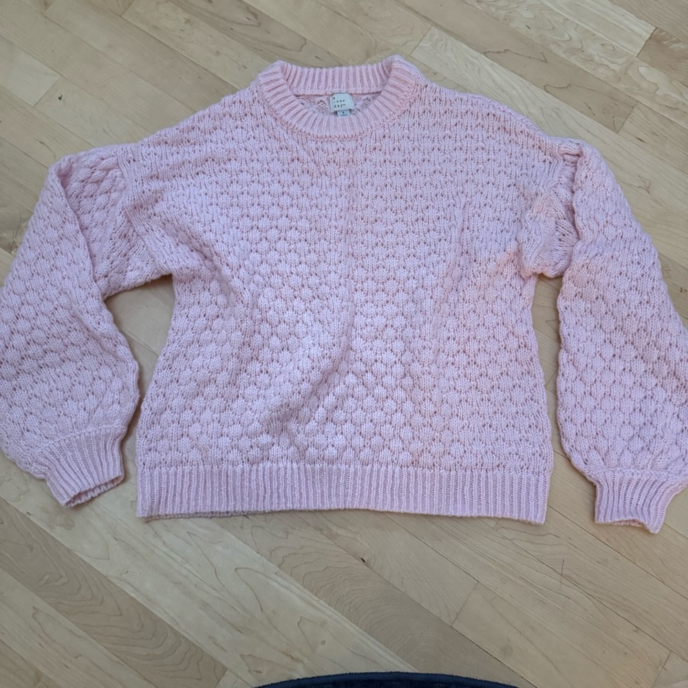 a new day Light Pink Textured Crew Neck Sweater
